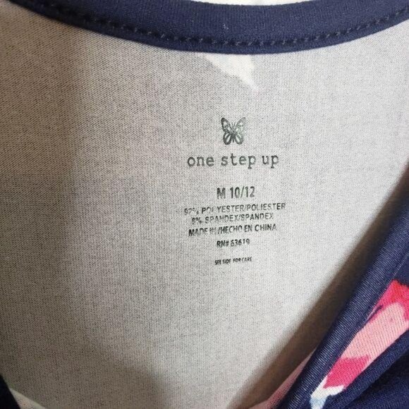 One Step Up NWT girls Navy Floral Ruffle Jumpsuit M 10/12 summer vacation casual - Picture 4 of 5